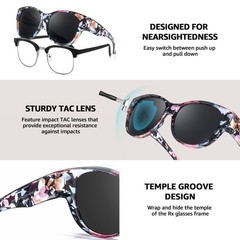 TJUTR Polarized Fit Over Sunglasses for Women, Trendy Medium, A1 Floral/Grey