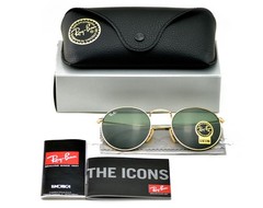 Ray-Ban Sunglasses RB3447 Round Metal Gold Frame Green Classic Lenses 50mm