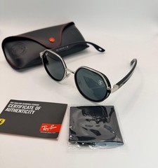 Ray-Ban RB3689 Scuderia Ferrari Sunglasses – Black / Silver Frame W/Black Lenses