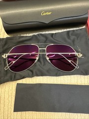 Cartier CT0110S 011 Pilot Aviator Sunglasses Ruthenium Gray 60-14 New Box