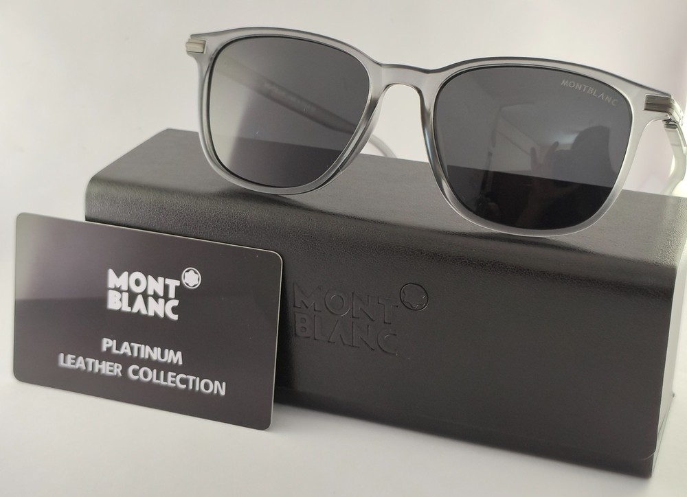 Montblanc Full Rim Sunglasses / Gray Frame / 100% UV Protected Black Lenses