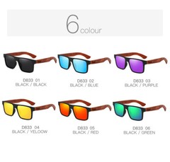 DUBERY Men Women Wood Polarized Sunglasses Wooden Temple Square Retro Glasses