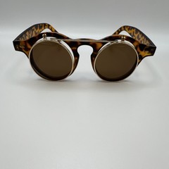 Men’s Round Retro Tortoise Shell Sunglasses Brown Plastic Frame Tinted Lenses