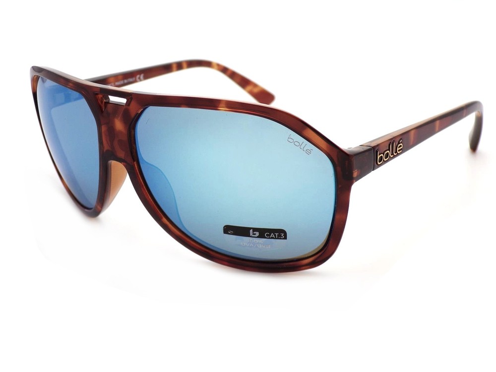 Bolle Baron Sunglasses Brown Tortoise with TNS Ice Mirrored Lenses 12616