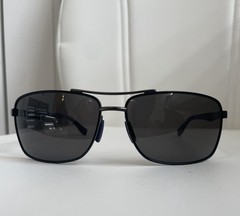 HUGO BOSS BOSS 0697/P/S Polarized Rectangle Sunglasses Black/Gray Metal 135mm