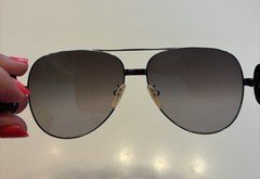 Fendi FS411 Aviator Sunglasses Black Metal Frame Gray Gradient Lenses 135mm
