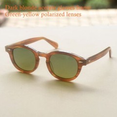 Vintage green-yellow polarized sunglasses mens johnny depp dark blonde glasses