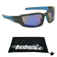 Mens Mirror Foam Padded Lightweight UV400 Motorcycle Biker Wrap Sunglasses