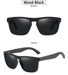 Men Wood Polarized Square Black Frame Sunglasses Wooden Temple Fashion Glasses
