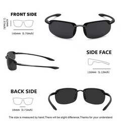 Sports Polarized Sunglasses for Men Women Tr90 Rimless Frame for Running Fish…