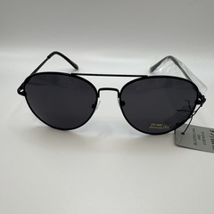 Men’s Aviator Sunglasses Black Metal Frame Black Tinted Plastic Lenses UV400