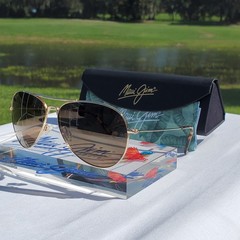 Maui Jim “MAVERICKS” 264-16 Gloss Gold Frames/ Bronze Lenses/ TITANIUM AVIATORS!