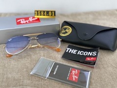 RAY-BAN RB3584 Aviator Sunglasses Gold Frame Blue Gradient Lens