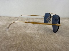 Ray-Ban RB3791 Rimless Aviator Sunglasses, Gold Frame, Solid Blue Lens