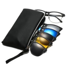 5 in1 Men Magnetic Clip On Polarized Sunglasses Half Frame Glasses Frames New