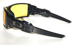 NEW Oakley OIL RIG Polished Black GALAXY Amber Yellow Lens Sunglass 9081