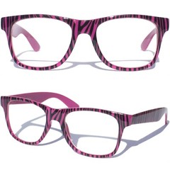 CLEAR LENS GLASSES Black and Purple ZEBRA FRAME Hipster Classic Retro Style