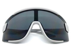 OVERSIZED EXAGGERATED Modern Retro Wrap Shield SUN GLASSES Large Big Gray Frame