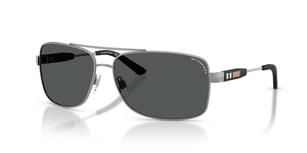 BURBERRY SUNGLASSES BE3074 100387 GUNMETAL FRAME GREY LENS 135mm