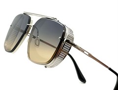 SUNGLASSES MEN DESIGNER STYLE SHIELD FANCY FLAT TOP RETRO MODERN LARGE GOLD 2023