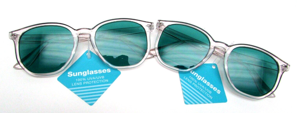 2 Pack Clear Frame Blue Lens Sunglasses FF 22 02 GRY FWG 100% UV Protection