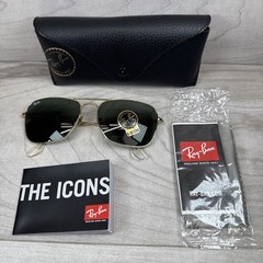 Ray Ban Caravan Shiny Gold Metal G-15 Green Lens Sunglasses RB3136 001 58mm 15