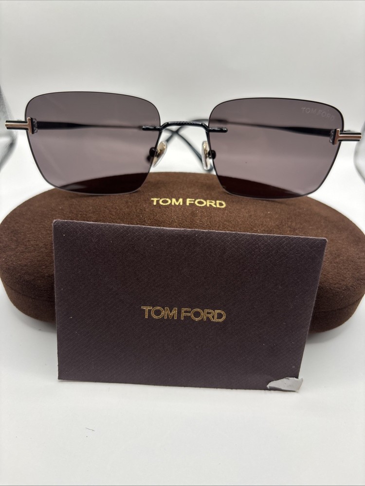Tom Ford FT1354 01A Jake Sunglasses shiny black Rimeless Brand New Authentic