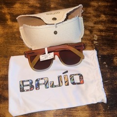 New $219 Bajio Chalem Sunglasses Polarized Poly Nylon Frame Shades Orange Green