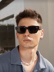 Retro Slim Rectangle Sunglasses Black Unisex UV400 Modern Street Style