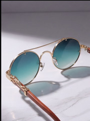 Vintage Round Steampunk Sunglasses Men Women Wood Grain Luxury Brand Fashion UV