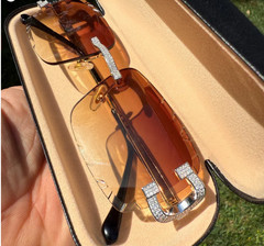Real 925 Silver Big C VVS MOISSANITE Light Brown Sunglasses – Iced Buffs Glasses