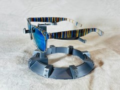 Custom PixelVivid Blue and Brown Solid Stripe Sunglasses with Blue Lenses