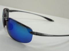 NIB Maui Jim HO’OKIPA Smoke Grey-Blue Hawaii Polarized Rimless Sunglasses 407-11