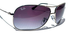 Ray Ban Polished Silver Pilot GRADIENT Grey To Blue Lens Sunglass RB 3267 003/8G