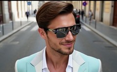 Men Sunglasses Fashion Square Gold Clear Lens Retro Hip Hop Rapper Style Shades