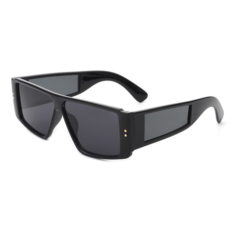 Square Retro Thick Frame Flat Top Rectangle Sunglasses With UV Protection