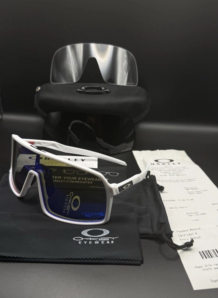 Oakley Sutro PRIZM Sunglasses Blue Lens White Frame W/ 2 Extra Lenses