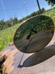 Vintage 90’s Ray-Ban Sunglasses RB3547 Round Oval Polished Gold Tone Metal Frame