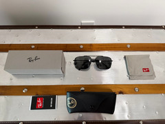 Ray-Ban RB 3796 002/B1 140 Black Frame Square Sunglasses Grey Lens Italy Case