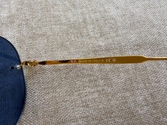 Ray-Ban RB3791 Rimless Aviator Sunglasses, Gold Frame, Solid Blue Lens