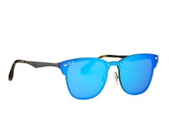 Ray-Ban RB3576N Blaze Clubmaster Black Frame Violet Blue Lenses 47mm Unisex
