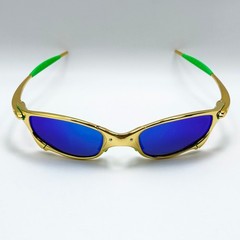 Vintage Oakley Juliet 1.0 X-Metal Gold Frame Blue Iridium Lens Green Arm