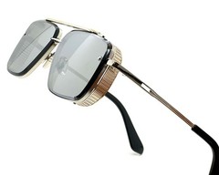 SUNGLASSES MEN DESIGNER STYLE SHIELD FANCY FLAT TOP RETRO MODERN LARGE GOLD 2023