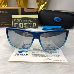 Costa Del Mar Sunglasses Matte Blue Gradient Frame Silver Mirror Polarized 580P