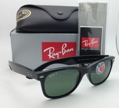 New Ray-Ban Sunglasses NEW WAYFARER RB 2132 901/58 55-18 Black w/Green Polarized