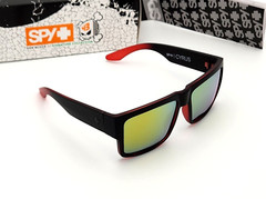 B-Stock Polarized Spy+Optic Cyrus Sunglasses Matte Black-Red Orange Mirror NEW