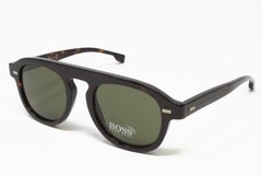 Boss Hugo Boss Sunglasses 1000S-086 Dark Havana 49mm Green Lens Round Italy