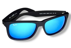 Ray Ban RB4165 622/55 Justin Color Mix Sunglasses Black Matte Blue Mirror 54mm