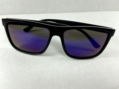 Blue Mirror Lenses Matte Black Frames Square Sunglasses 908P MADE IN CHINA