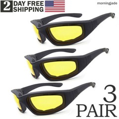 3 PAIR Chopper COMBO Padded Wind Resistant Sunglasses Motorcycle Riding Glasses
